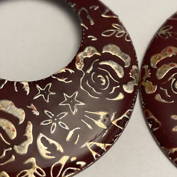 Rose Flower Hoop Circle Earrings - Picture 2 of 16